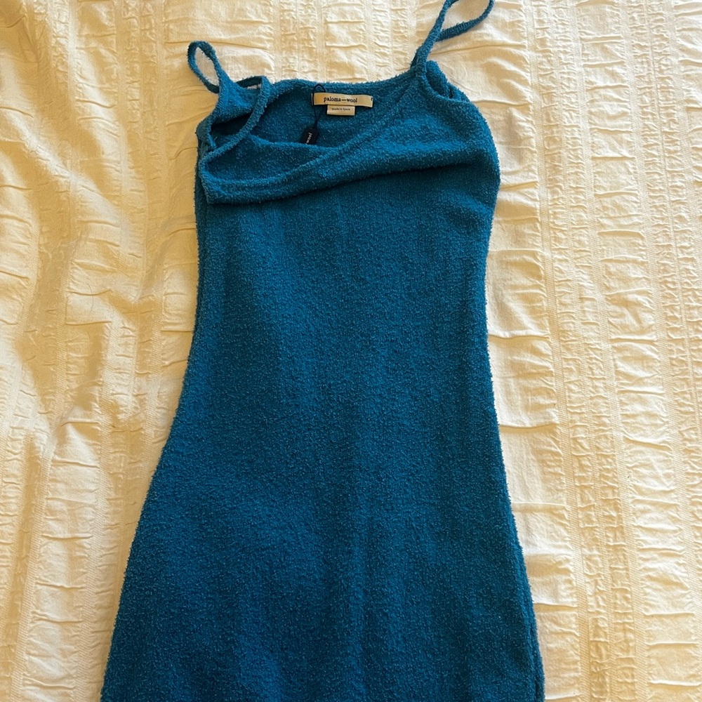 Paloma wool blue towel material mini dress. Size XS